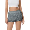 Grey ruffled lace low-waisted shorts skirt for women, sexy lolita style beach hot pants apparel. - S / Dark Gray