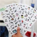 Cute transparent PVC cat stickers, black & white kitty decor for journal scrapbooking, 6pcs - 6 Sheets