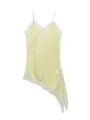 Women butter yellow asymmetrical lace camisole top sexy silky sleeveless summer shirt - S / Tops / Yellow