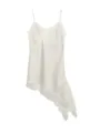 Women Sexy Satin Lace Camisole Sleeveless V-Neck Asymmetric Strap Top White Variant - White