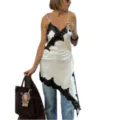 European and American style women fashion lace sexy asymmetric camisole top for summer. - Ivory