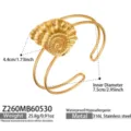 Gouden roestvrijstalen schelp manchet armband waterdicht hypoallergeen mode sieraad. - Wulk Stijl (Z260) / Goud