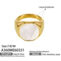 Roestvrijstalen geometrische ring met natuurlijk parelmoer, verguld en waterdicht. - A360 Achthoek Stijl / Goud / Maat 7