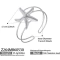 Roestvrijstalen zeester open armband met afmetingen, waterdicht en duurzaam design. - Zeester Stijl (Z264) / Staalkleur