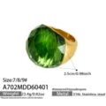 Großer grüner Glasstein Statement Ring aus 316L Edelstahl vergoldet für Damen Mode. - Größe 7 / A702-Grüner Glasstein