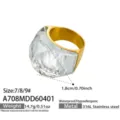Luxus großer Kristall Cocktail Ring vergoldet 316L Edelstahl Damen Statement Schmuck - Größe 7 / A708-Weißer Glasstein