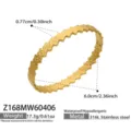 Detail view of the gold-plated stainless steel floral bangle showing exact dimensions and weight specs. - Z168-Gold Bangle