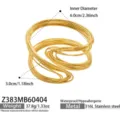 Gold-plated stainless steel multi-strand wrap open cuff bracelet, elegant geometric design. - Coil Wound Style (Z383) / Gold