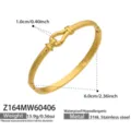 Gold stainless steel horseshoe buckle bracelet with textured design, waterproof jewelry. - Z164-Gold Color