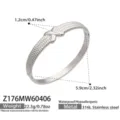 Stainless steel geometric hinged bangle bracelet with textured design and secure clasp closure. - Z176-Steel Color Bangle