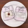 Süße kartenförmige selbstklebende DIY Schmuck Verpackungsbeutel transparente Aufbewahrung. - Stil 01 (Gesamtlänge 8cm) / 10er Pack / Rosa