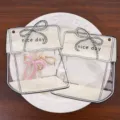 Transparente wiederverschließbare Beutel mit niedlicher Schleife und rosa Schlüsselanhänger. - Stil 06 (Gesamtlänge 10.6cm) / 10er Pack / Beige
