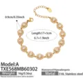 Elegante pulsera de acero inoxidable dorada con circonita de flor para mujer joya elegante. - Pulsera Gota de Agua Dorada (TXE568-A) / 17+5cm