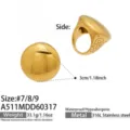 Chic 316L stainless steel geometric statement ring and sphere with detailed engraving and specs. - Size 7 / Water Drop Ball Style (A511) / Gold