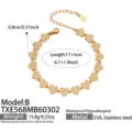 Pulsera de acero inoxidable dorada con circonitas de corazon, joya elegante para mujer - Pulsera Corazón Dorada (TXE568-B) / 17+5cm