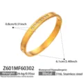 Stainless steel gold plated bangle bracelet with cubic zirconia, waterproof and hypoallergenic. - Square Rhinestone Inlay Style (Z601) / Width 0.8cm Diameter 6.1cm / Gold