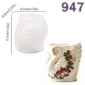 Stampo in silicone per vaso di fiori cigno con rilievo floreale ad ali per portapene fai da te. - Vaso per Fiori Cigno Floreale (lz947-185) / Bianco