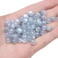 Hellblaue schimmernde Acryl Perlen runder Katzenauge DIY Schmuckherstellung Zubehör. - 8mm (5er-Pack) / Blau