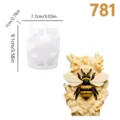 Stampa in silicone ape alveare per candela fai da te resina gesso artigianato 3D 7.7x9.1cm - Ape Fiore Blocco Miele (lz-781-135) / Bianco