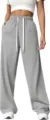 Women's high waist casual loose grey sweatpants with comfortable drawstring for summer daily wear - S / Light Gray