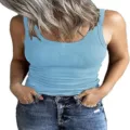 Women ribbed tank top sleeveless slim fit casual basic vest summer fashion apparel - S / Tops / Mint Green