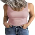 Women basic ribbed sleeveless tank top slim fit casual elastic summer top fashion wear - S / Tops / Lotus Pink