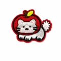 Joli patch brodé chat pomme dessin animé, accessoire de vêtement autocollant pour vestes. - XFNK-382