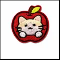 Joli patch brodé chat pomme autocollant pour vêtements accessoire de badge DIY super. - XFNK-385 (Chat Pomme)
