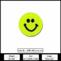 Neon yellow smiley face embroidered patch, cute clothing DIY applique badge for garments. - Neon Yellow Smiley Face / K-450