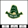 Chenille embroidered letter A patch with towel embroidery and BREAK DOWN text for jackets DIY. - Green BREAK DOWN Letter A Style (XFNXS-279)