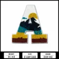 Chenille embroidered letter A towel patch for jacket clothing decoration 16x15cm approx - Landscape Pattern Letter A Style (XFNXS-486)