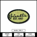 Parche bordado ovalado retro 1985-1997 insignia de tela para planchar coser ropa DIY - Parche Letra Vintage Elipse Negra (XFNL-3)