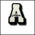 Chenille embroidery letter A patch DIY jacket clothing accessory, size 14.5x11.5cm, 8.2g. - Black and White Contrast Alph Letter A Style (XFNXS-496)