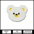 White cute bear head embroidered patch, kids cartoon clothing accessory, 3.2x4.1cm - K-398