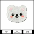 White fluffy bear embroidery patch cute cartoon clothing sewing badge applique accessory. - S-312