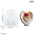 Angel wings flower candle silicone mold detail view showing dimensions and finished candle effect. - Wing Flower (lz-415) / White