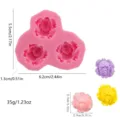 3-Cavity Rose Silicone Fondant Mold DIY Cake Decorating Baking Tool with Size Chart Variant - Triple Rose Mold / Pink