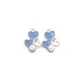 Blue glitter heart alloy charm DIY jewelry pendant accessory detail view close up shot - Blue