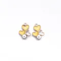 DIY alloy heart pendants with yellow enamel and pearl charm for earrings and jewelry making. - Yellow