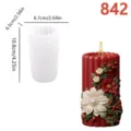 Cylindrical silicone mold with floral leaf relief for aromatherapy candles and resin crafts - Long Flower Leaf (lz-842-120) / lz-842-120 Flower Leaf Long Candle / White
