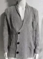 Men's solid color knit cardigan sweater, casual long sleeve knitwear outerwear for autumn. - M / Gray