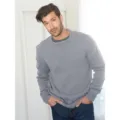 Herren lässiger grauer Pullover Rundhals Strickpullover, stilvolles Herbst Winter Top. - M / Grau