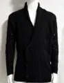 Men's Black Knit Cardigan Autumn Winter Long Sleeve Solid Color Casual Sweater Coat - M / Black