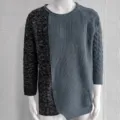 Maglione uomo in maglia colorblock manica lunga slim fit girocollo autunno inverno - Taglia S / Top / Grigio e Blu