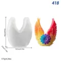 Silicone mold and finished candle detail showing angel wings shape and clear dimensions. - Wing Flower (lz-418) / White