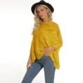 Women's yellow hollow batwing sleeve knit sweater casual stylish autumn winter pullover top. - S / Tops / Yellow