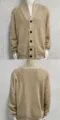 Cárdigan de punto para hombre solapa manga larga abrigo jersey con bolsillos invierno - M / Caqui