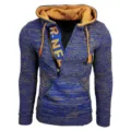 Herren Strickpullover Kapuze Farbblock Langarm Pullover schmale Passform Winter Top Mode - S / Blau