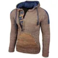 Herren Farbblock Strickpullover mit Kapuze Slim Fit Langarm Herbst Winter Alltag - S / Braun