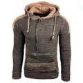 Herren Strickpullover mit Kapuze Slim Fit Farbblock Kapuzenpullover Herbst Winter Herrenmode. - S / Olivbraun